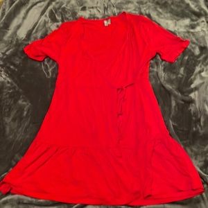 Red wrap dress